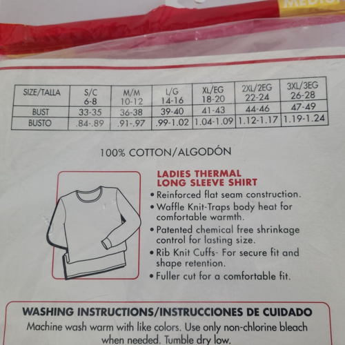Vintage 90s Basic Editions Intimates Womens L/S Thermal Scoop Neck Shirt NOS - Picture 3 of 4