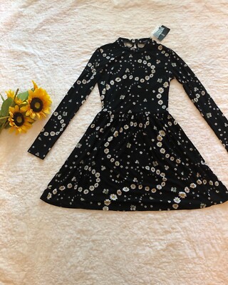FOREVER 21 Short Mini Black Daisy Floral Dress NEW WITH TAGS Small