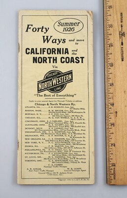 1926 Chicago Northwestern Railway Forty Ways To California & North Coast Guide