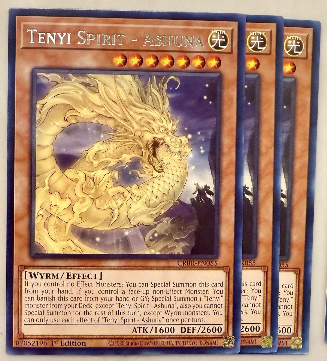 Yugioh! 3x Tenyi Spirit - Ashuna CRBR-EN055 Rare 1st Ed NM | eBay