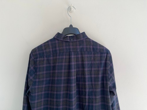 John Lewis Shirt Check Purple Navy Grey Cotton Slim Fit Men's XL - BNWT £49 - Picture 9 of 9