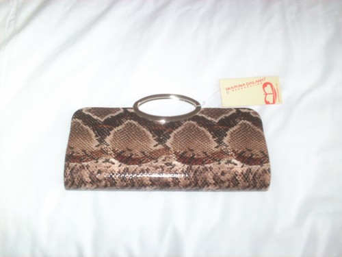 Marina Galanti Clutch Tasche - braun Synthetik Schlangenlederoptik - neu mit Etikett