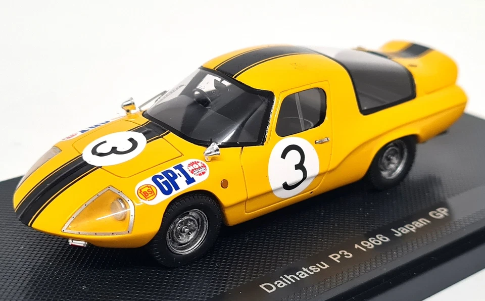 Ebbro 1/43 - Daihatsu P3 1966 Japan GP #3 Yellow Diecast Scale Model Car - Imagem 3 de 4