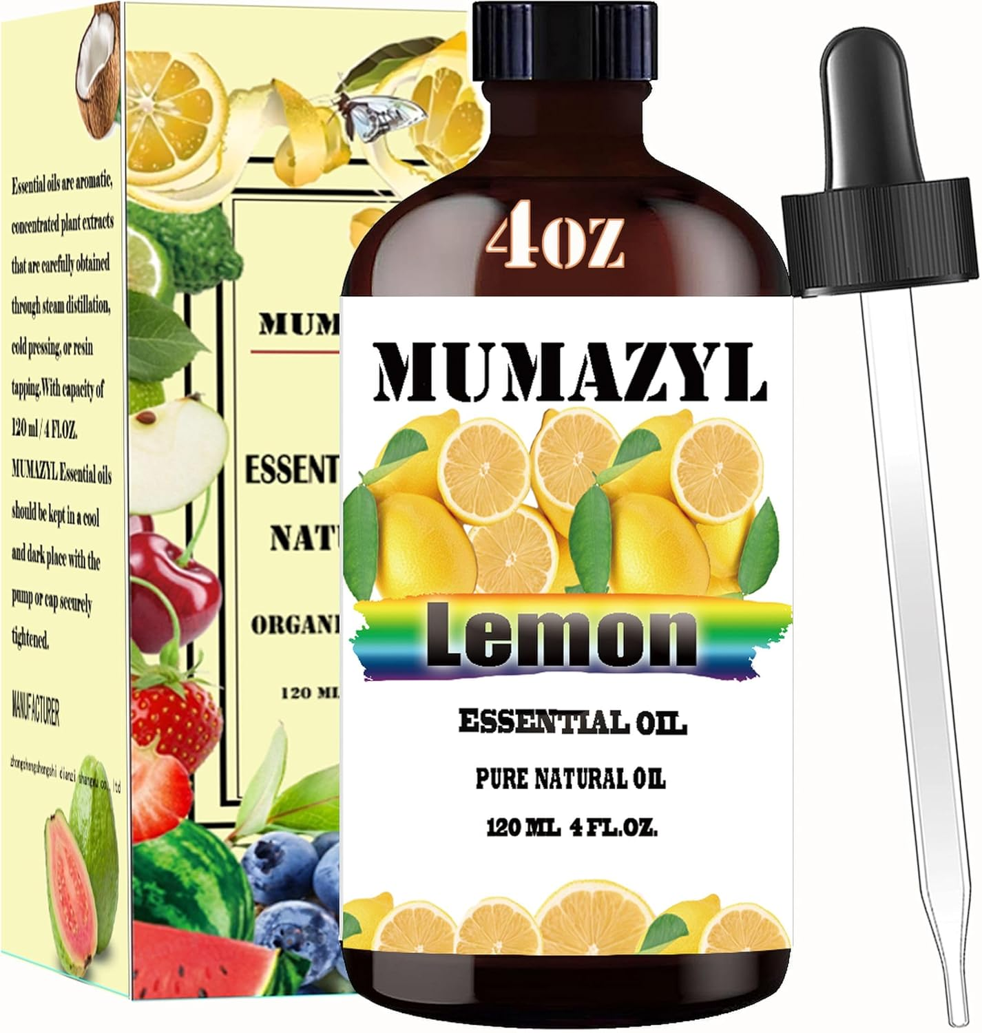 Lemon Essential Oil, Lemon Oil 4 Fl Oz 120ML for Diffuser Humidifier Yoga Cleani