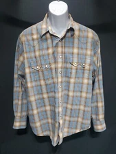 Wrangler Western Unique Pearl Snap "The Machine Shop" Long Sleeve Size Large