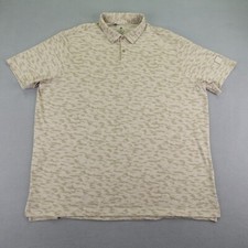 Adidas Polo Shirt Mens 2XL XXL Beige Tan Camo Performance Golfer Casual Flex