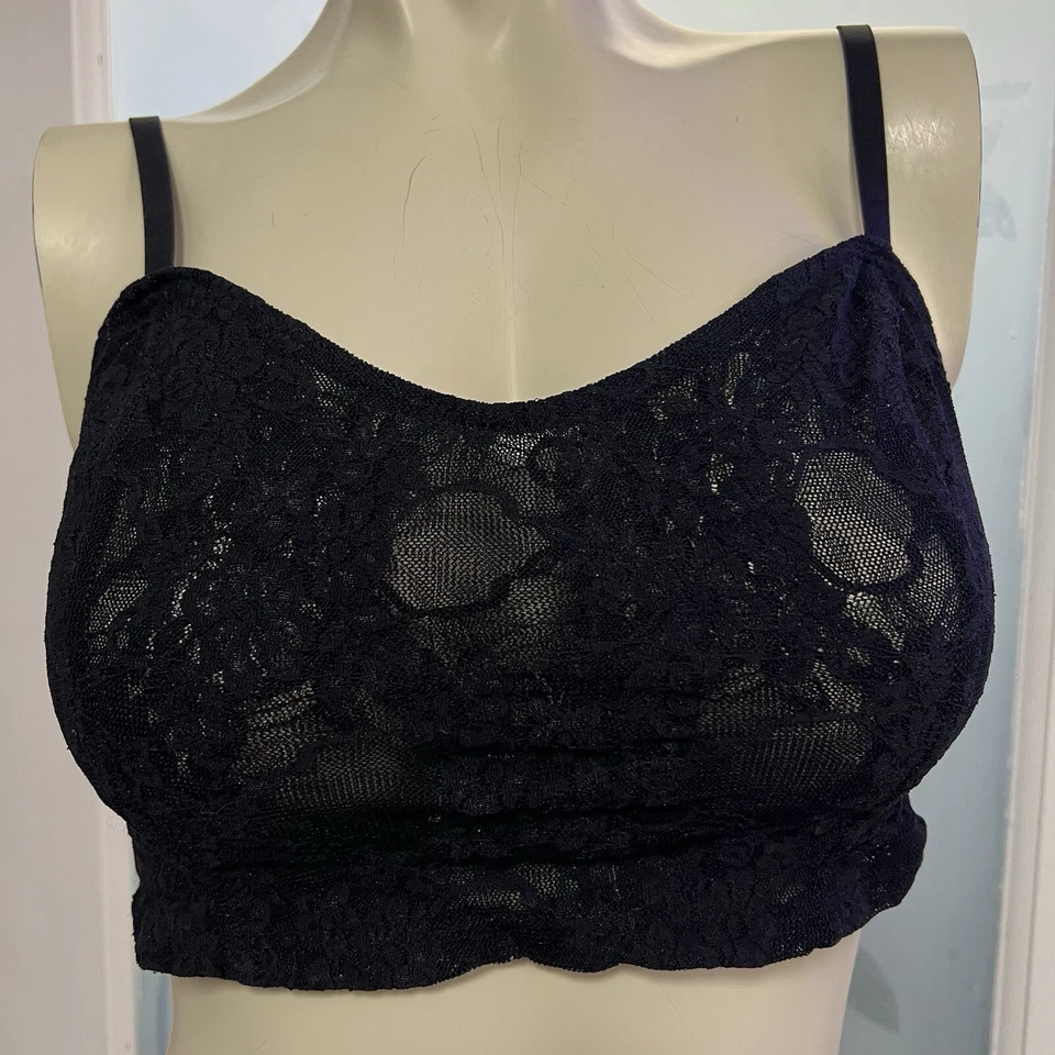 Bralette bustier de encaje elástico American Apparel talla L flor negra $40 venta al por menor nuevo con etiquetas Foto 3 de 4