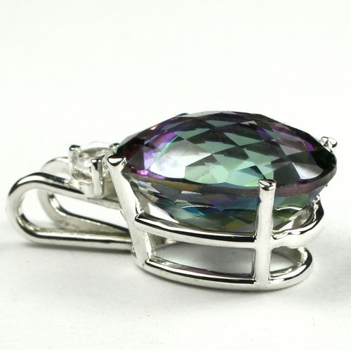 Huge Mystic Fire Topaz Sterling Silver Pendant, SP085 - Picture 3 of 4