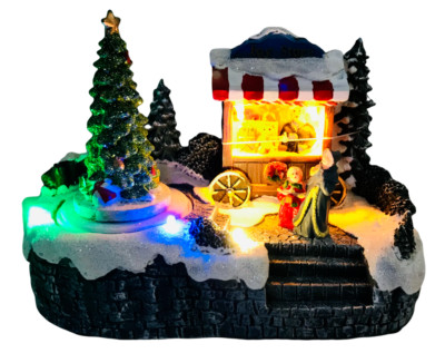 LED beleuchtet Weihnachtsschmuck Marktstand Winter festlich Musik Weihnachtsszene