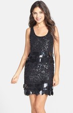 Cynthia Steffe 'Marta'~ Black Paillettes & Sequin Sheath Party Dress 10 NEW $350