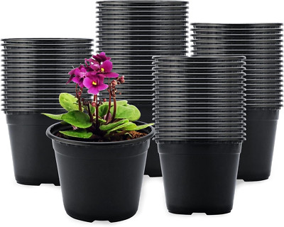 100Pack Black Garden Nursery Plastic Pots 4 Inch Flower Plant Container Seed New