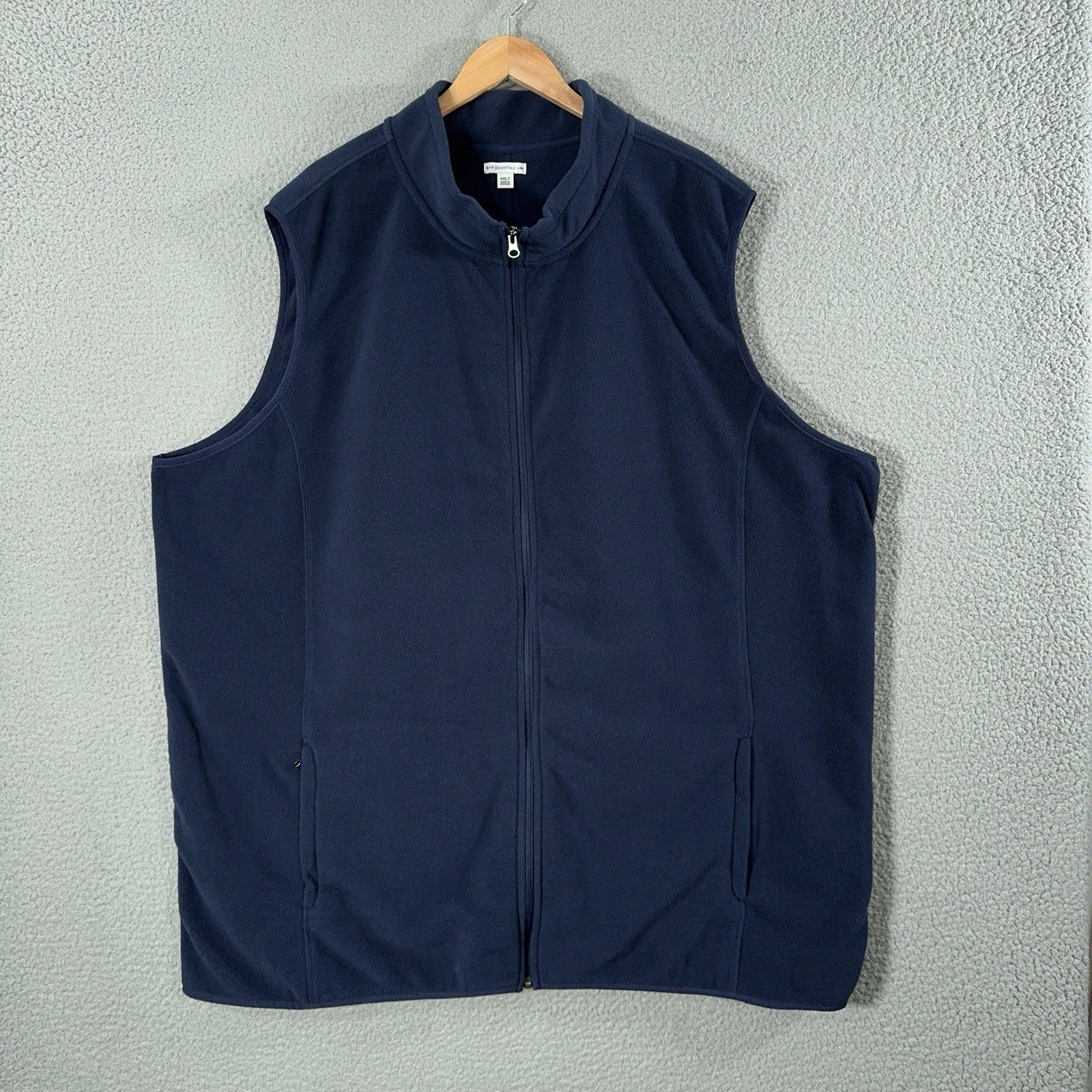 DXL B+T Essentials Vest Mens 4XLT Tall Blue Full Zip Fleece Jacket