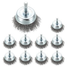 2" Wire Wheel Cup Brush Set - 10 Coarse Steel Brushes for Drill - Rust & Paint R