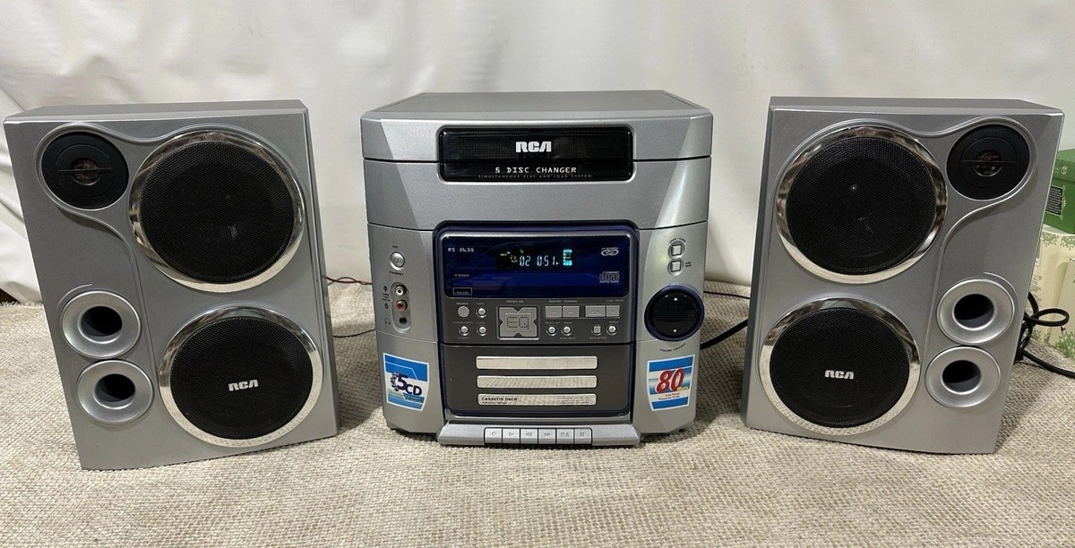 RCA RS2635 Compact Stereo System 5 Disc CD Changer Cassette AM/FM