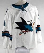 2017-18 San Jose Sharks Martin Jones #31 Game Used White Jersey 58 413