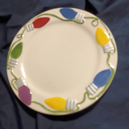 Christmas Deco Plate 7″ Retro Color Lights Bath & Body Works Holiday 1998