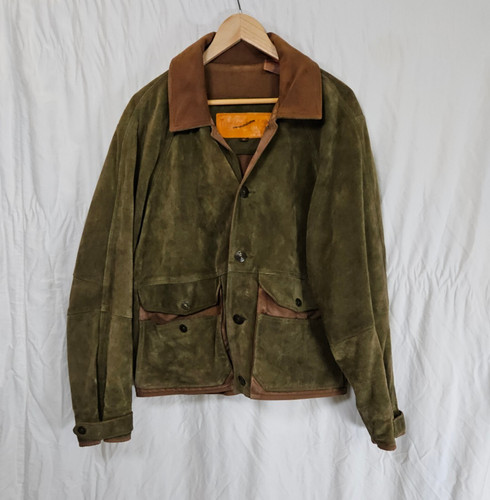 Vintage Timberland Suede Leather Jacket Green Size M Waterproof Calfskin Leather