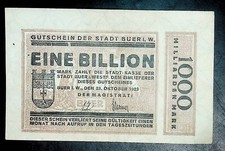 1923 Germany BUER 1.000.000.000.000 / 1 Trillion  Mark Banknote