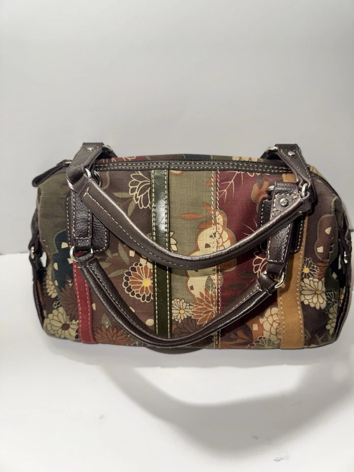 Bolso Cartera Relic By Fossil Boho Marrón Tela Cachemira De Colección Foto 4 de 4