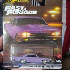 Hot Wheels Fast & Furious 1966 Chevy Impala 1:64 Diecast Car Purple Real Riders