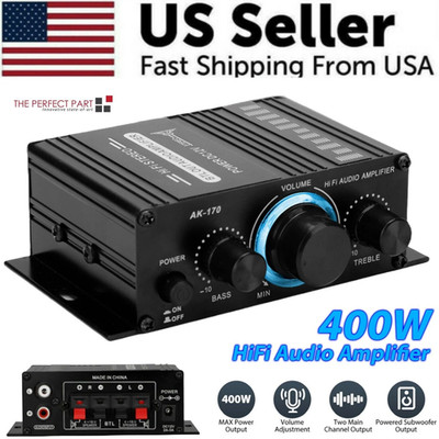 00W 12V 2 Channel Stereo Audio Amplifier HiFi Bass Power Amp Car Home