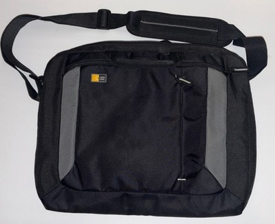 Case Logic Laptop Bag Messenger Shoulder Strap & Handles Black Gray Teal LikeNew