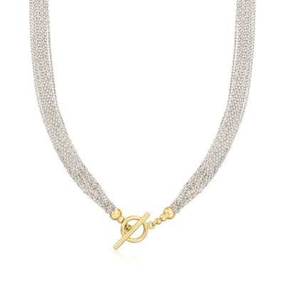 Einzigartige Multi Kabel Kette Knebel Halskette 14K bicolor vergoldet Silber