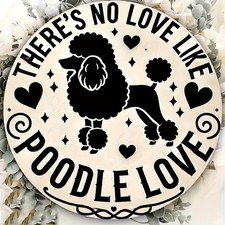 Aluminum 1pc, Poodle Car Round Sign, Wall Art Decoration, Flow Tin Metal Signs