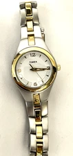 Timex Indiglo Women's Two Tone Stainless Steel Watch Dome Glass Dial NEW Battery