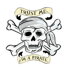 Decal Vinyl Sticker "Trust Me I'm a Pirate" - Skull Made in USA