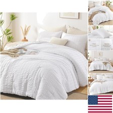 Dreamy White Seersucker Queen Comforter Set - 3 Pieces for Ultimate Relaxation