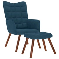 Relaxsessel Mit Hocker Samt Blau Polsterliege Sessel Entspannung