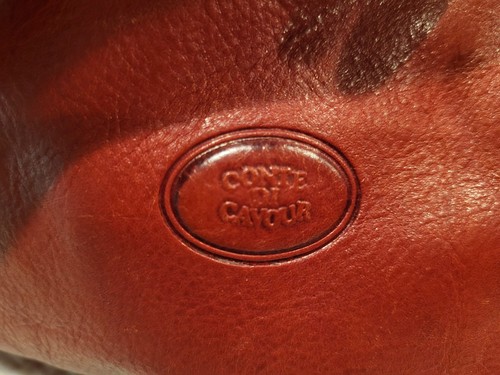 Bolso de hombro de cuero curtido italiano rojo Conte Di Cavour - Imagen 2 de 21