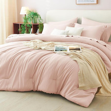 Full Size Comforter Set Blush Pink, 7 Pieces Bed in a Bag Full Comforter Set wit