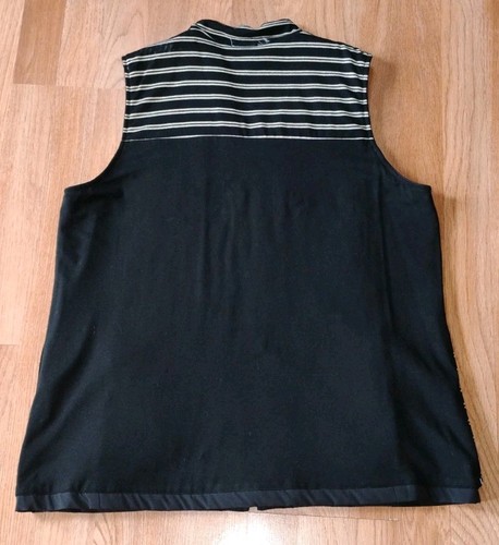 Women’s Black Quilted Reversible Striped Fitted Vest XL? 16? Full Zip Gold - Picture 10 of 11