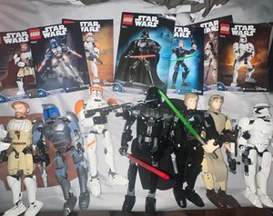 Lego Star Wars Buildable Figures Lot of 7, Darth Vader, Luke, Cody, Obi Wan Etc