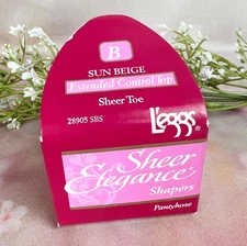 L'EGGS SHEER ELEGANCE SHAPERS Pantyhose Extended Control Top Size B-Sun Beige