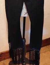 NWT Vocal Black Stretch Pants with Beautiful Handmade Fringe. Made In USA Size L
