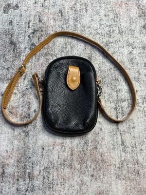 Divina Firenze Crossbody Italian Made Leather Black and Tan Small Bag