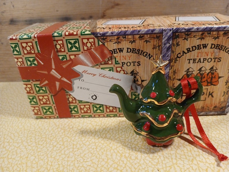 CARDEW Design Tiny Mini Tree Teapot Christmas Ornament  2 Inches 