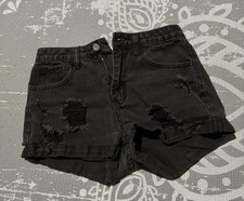 SHEIN Black Distressed Denim Jean Shorts Women Teen SIZE XS