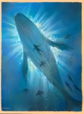 original drawing 18 x 24 cm 35KzO artwork pastel modern The heart of the ocean