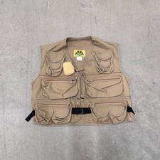 Vintage 1970s-80s Ideal Fly Fishing Vest XXL Gorpcore Utility Tan Cargo Pockets