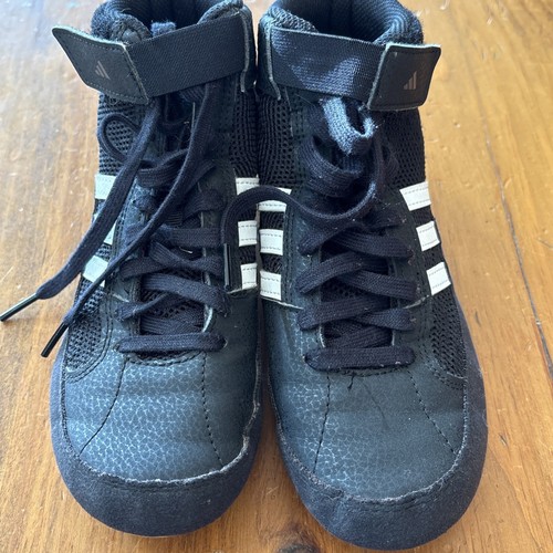 Adidas HVC 2 Wrestling/Boxing Shoes Black Youth Kids Boys Size 2.5 Ankle Strap - Picture 6 of 9