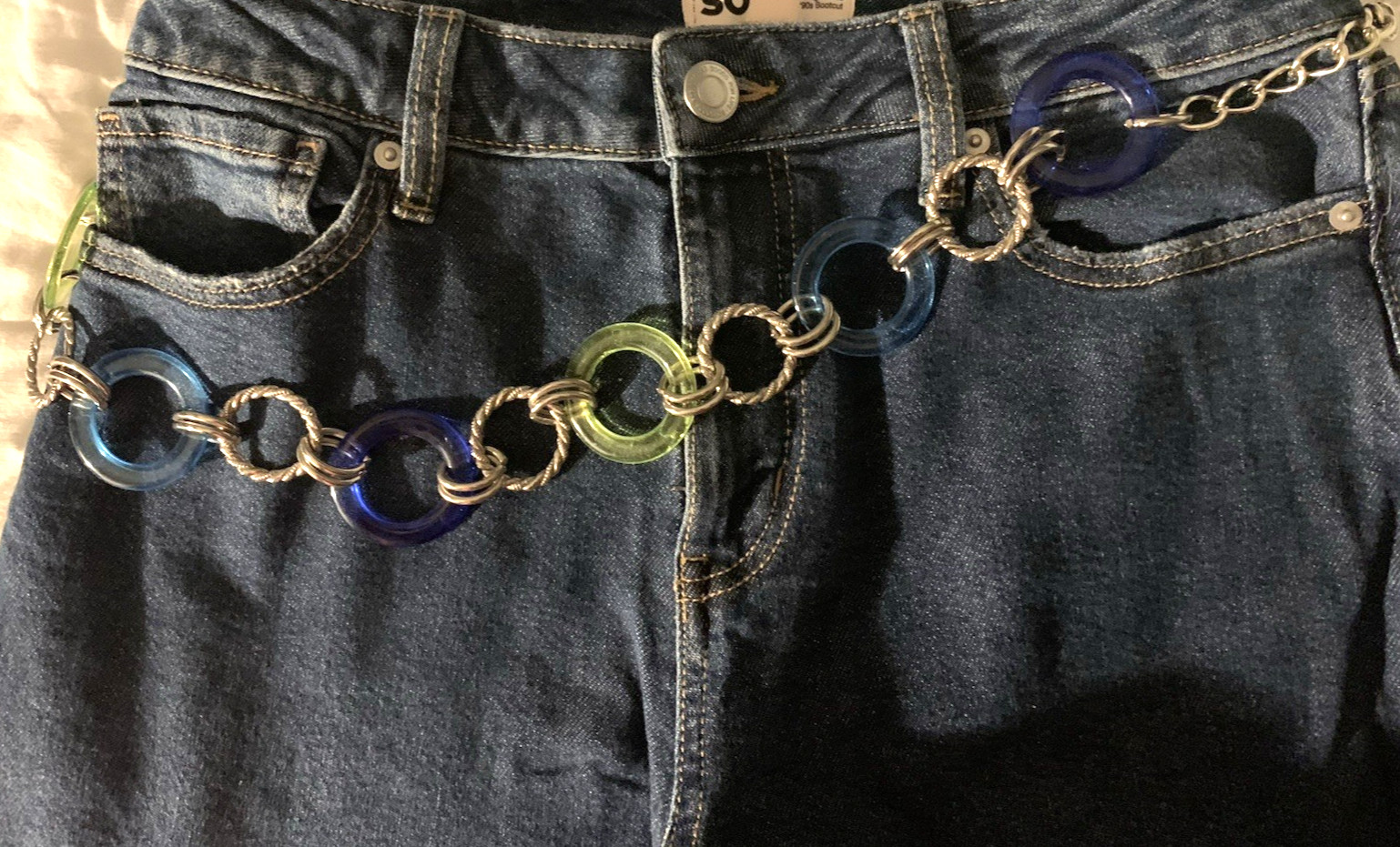 Silver Tone Multi Color Circles Adjustable Chain … - image 2