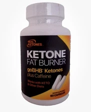 REAL KETONES Ketone Fat Burner goBHB Ketones + Caffeine - 60 Capsules EXP 4/28