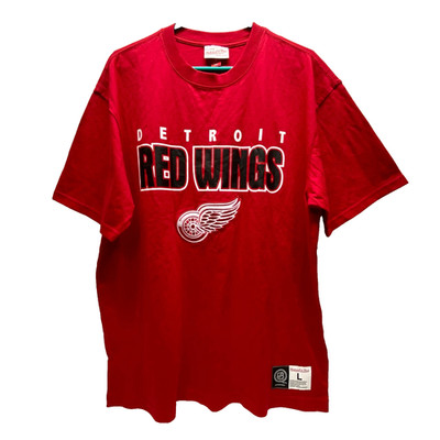 Detroit Red Wings NHL Shirt Men's Large Red SS Hockey Tee Mitchell & Ness NWOT