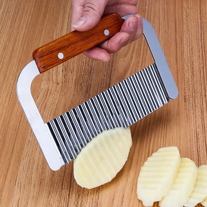 Stainless Steel Crinkle Wavy Cutter Potato Chip French Fry Slicer Kitchen Tool