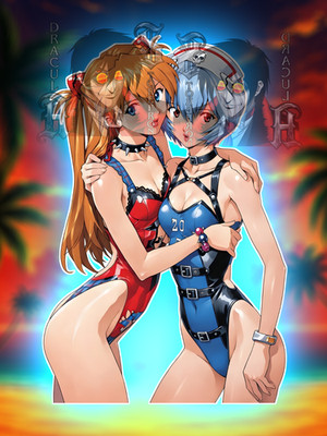 Adult Waifu Neon Genesis Evangelion Soryu Langley Asuka X Rei 6'' Vinyl Sticker