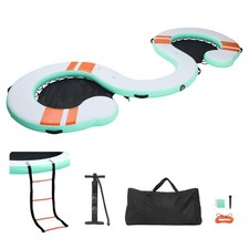 Uimoso Inflatable Floating Dock 15 x 6 FT w/ Ladder Mesh Pool Platform Carry Bag